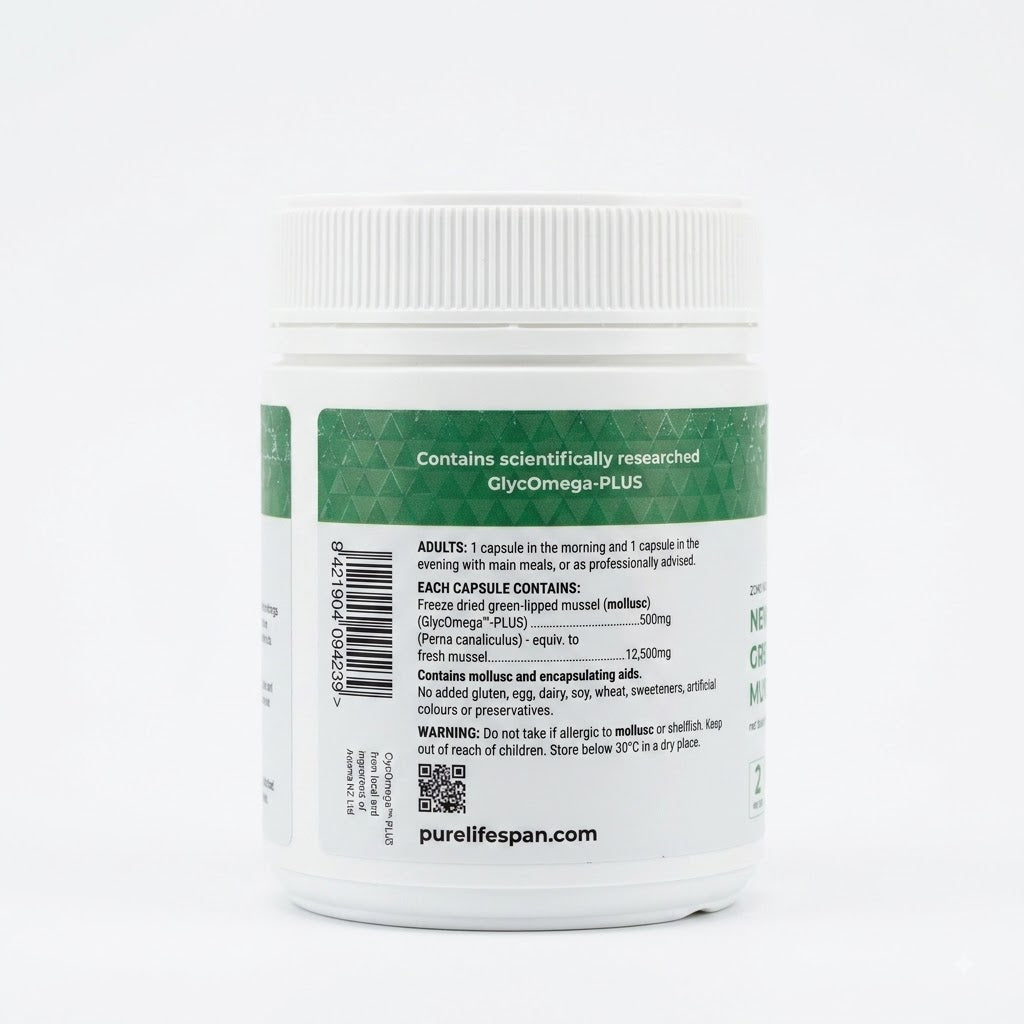 LIFESPAN Green Lipped Mussel 12500mg 300 Capsules | GlycOmega™-PLUS Joint Support Supplement | Made in New Zealand