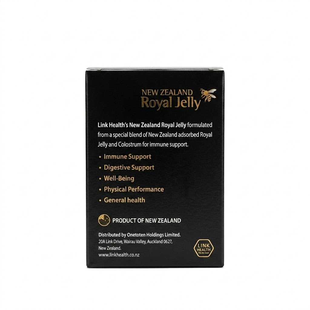LINK HEALTH New Zealand Royal Jelly 1000mg with Colostrum 120 Chewable Tablets – Immune, Digestive & General Wellbeing Support