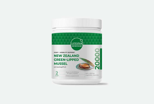 LIFESPAN Green Lipped Mussel 20000mg 200 Capsules | High Strength GlycOmega™-PLUS Joint Supplement Made in New Zealand