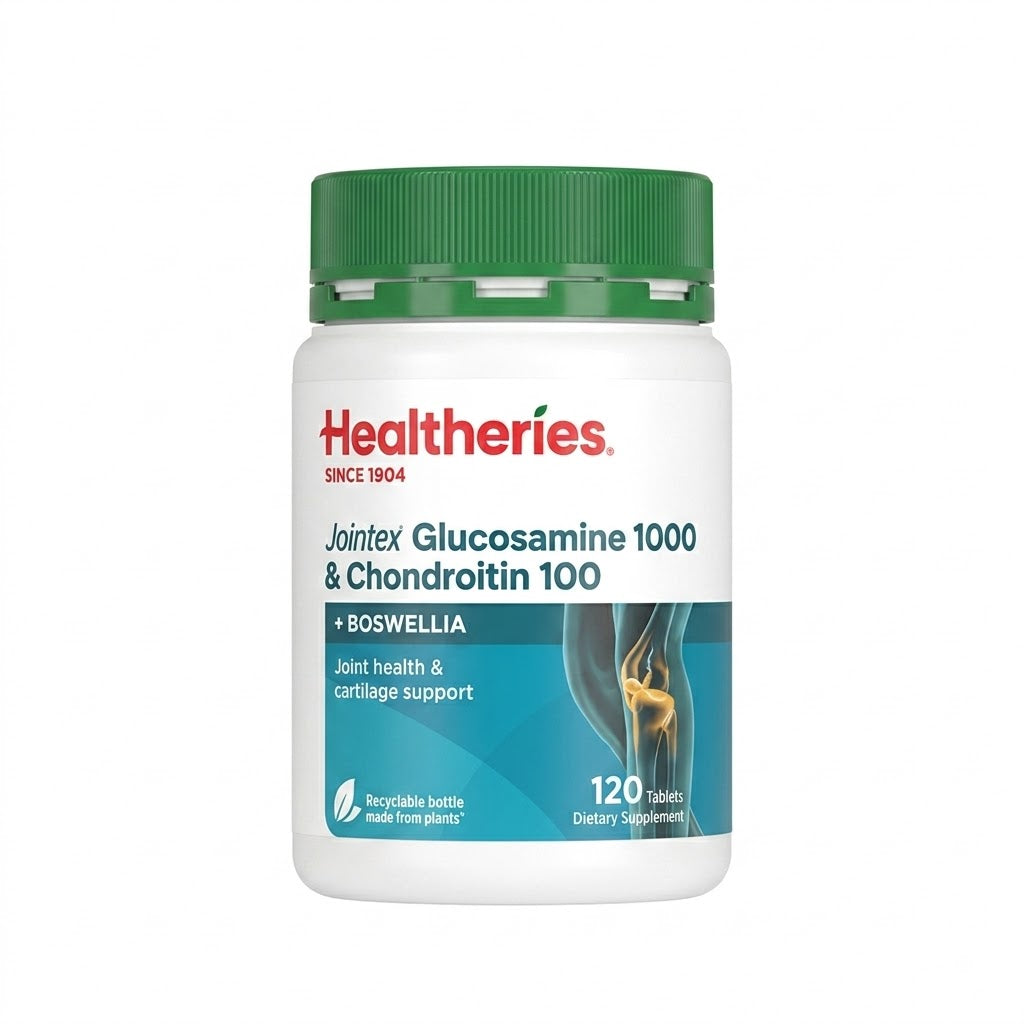 HEALTHERIES Jointex Glucosamine 1000 & Chondroitin 100 + Boswellia 120 Tablets – Joint & Cartilage Support