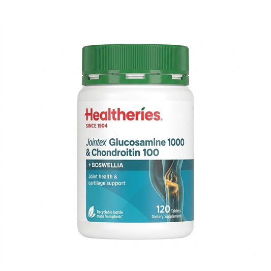 HEALTHERIES Jointex Glucosamine 1000 & Chondroitin 100 + Boswellia 120 Tablets – Joint & Cartilage Support