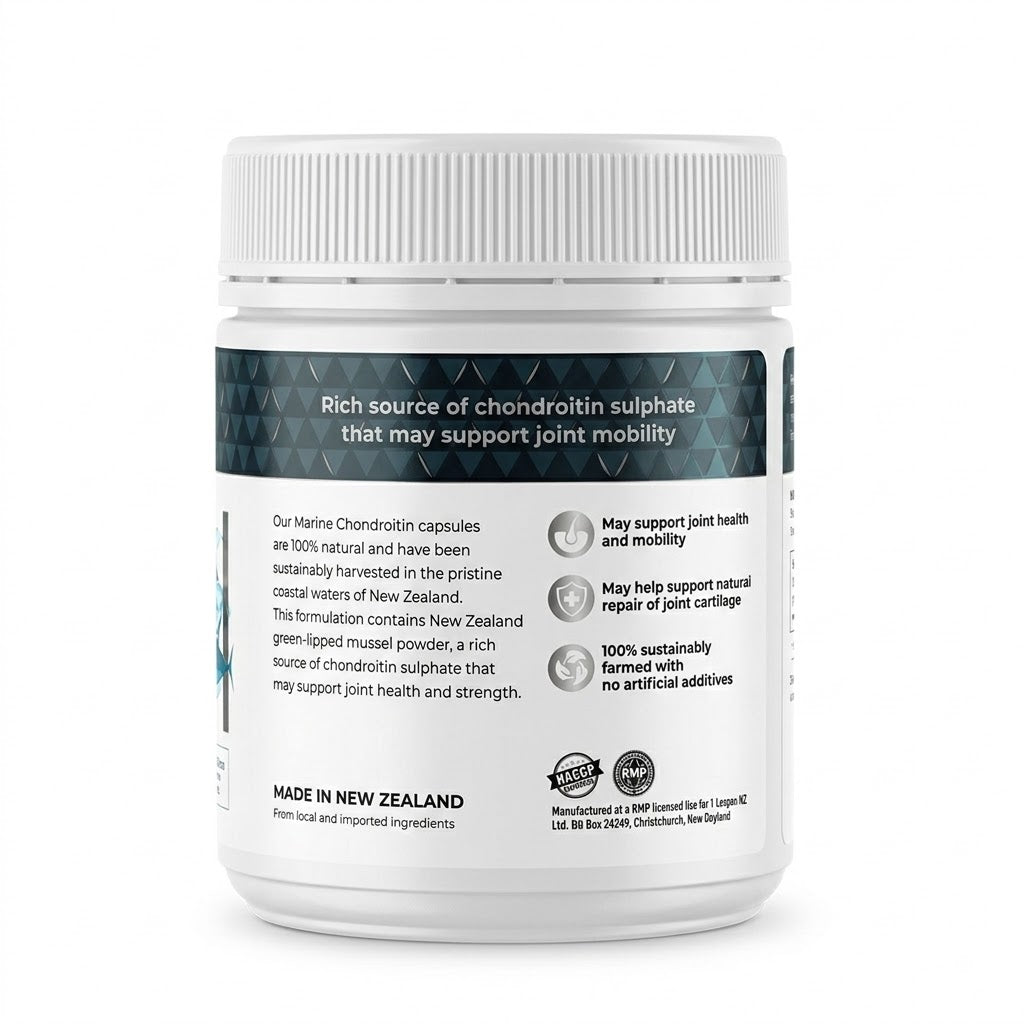 LIFESPAN New Zealand Marine Chondroitin with Green-Lipped Mussel 300 × 750mg Vegetable Capsules – Joint & Cartilage Health