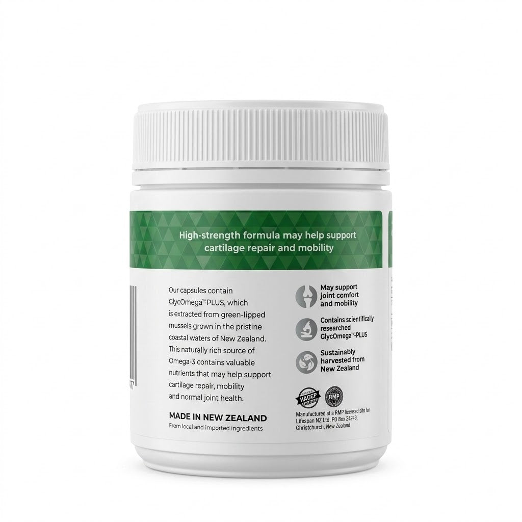 LIFESPAN Green Lipped Mussel 12500mg 300 Capsules | GlycOmega™-PLUS Joint Support Supplement | Made in New Zealand