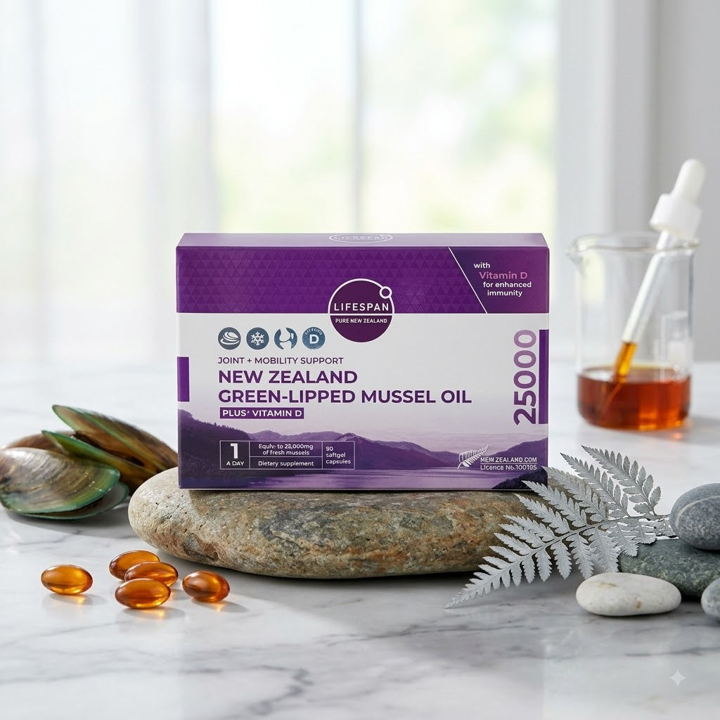 LIFESPAN Green Lipped Mussel Oil 25000mg 90 Capsules | GlycOmega™-Oil Omega-3 Joint Support | Made in New Zealand