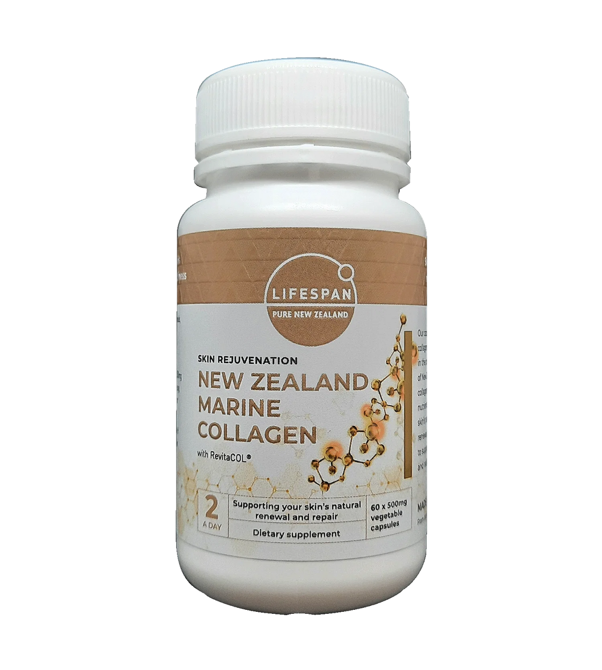 LIFESPAN Marine Collagen 500mg 60 Capsules | New Zealand Marine Collagen for Skin, Hair & Nails
